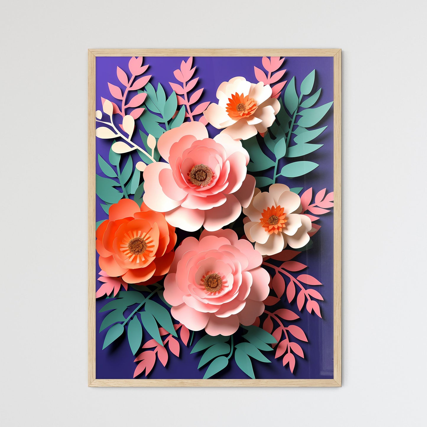 Group Of Paper Flowers Art Print Default Title