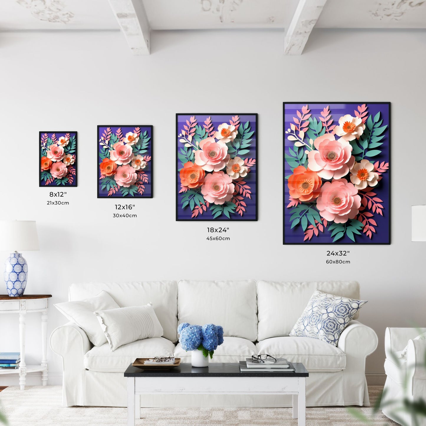 Group Of Paper Flowers Art Print Default Title