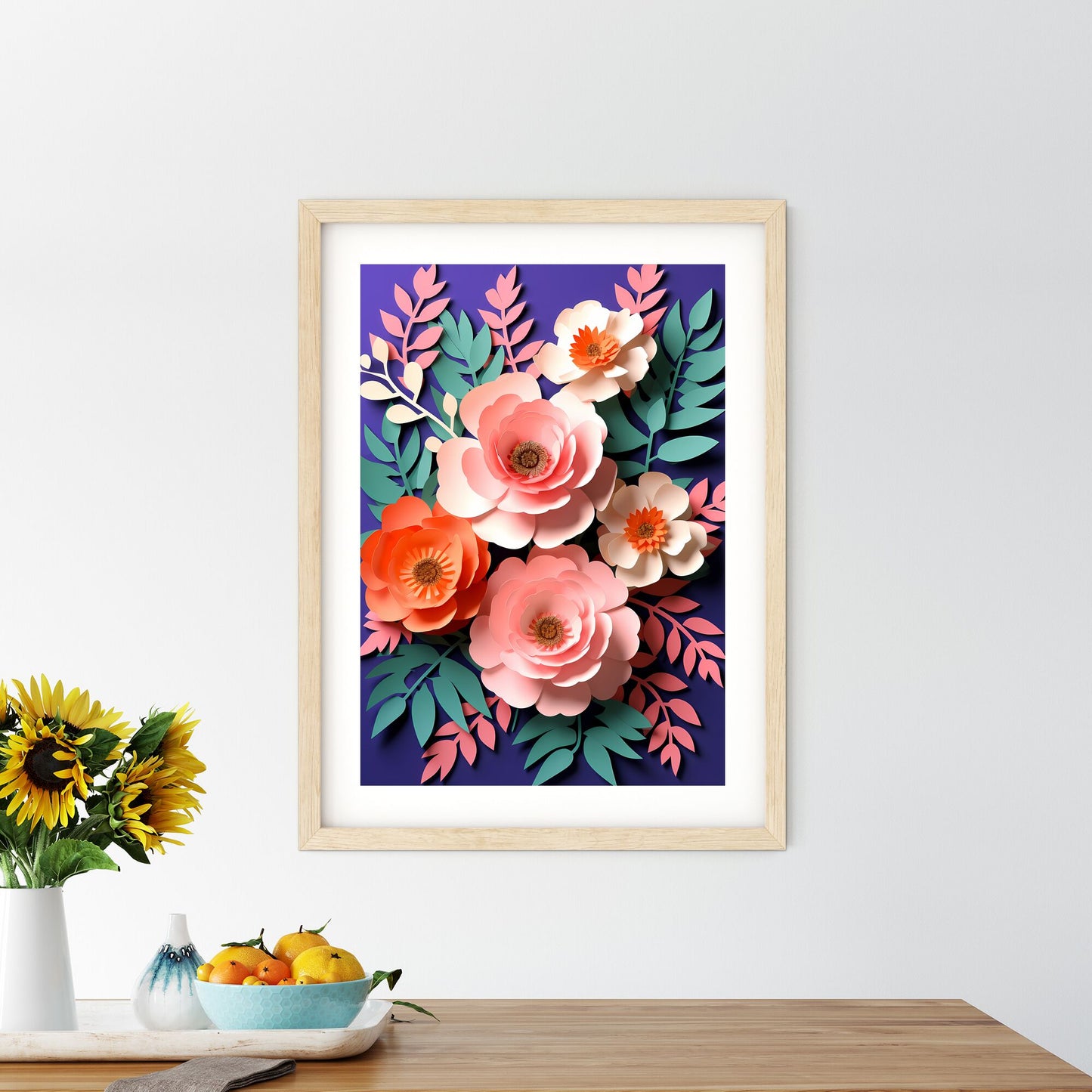 Group Of Paper Flowers Art Print Default Title