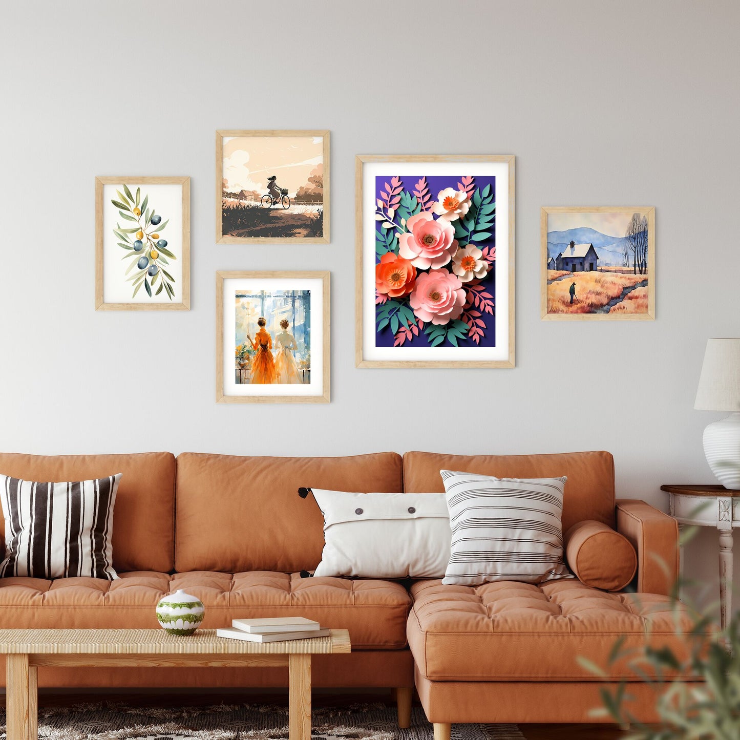 Group Of Paper Flowers Art Print Default Title