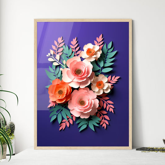 Paper Flowers And Leaves Art Print Default Title