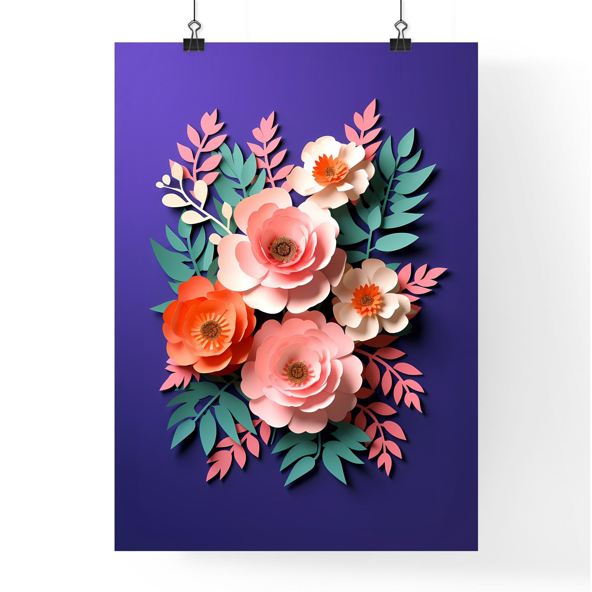 Paper Flowers And Leaves Art Print Default Title