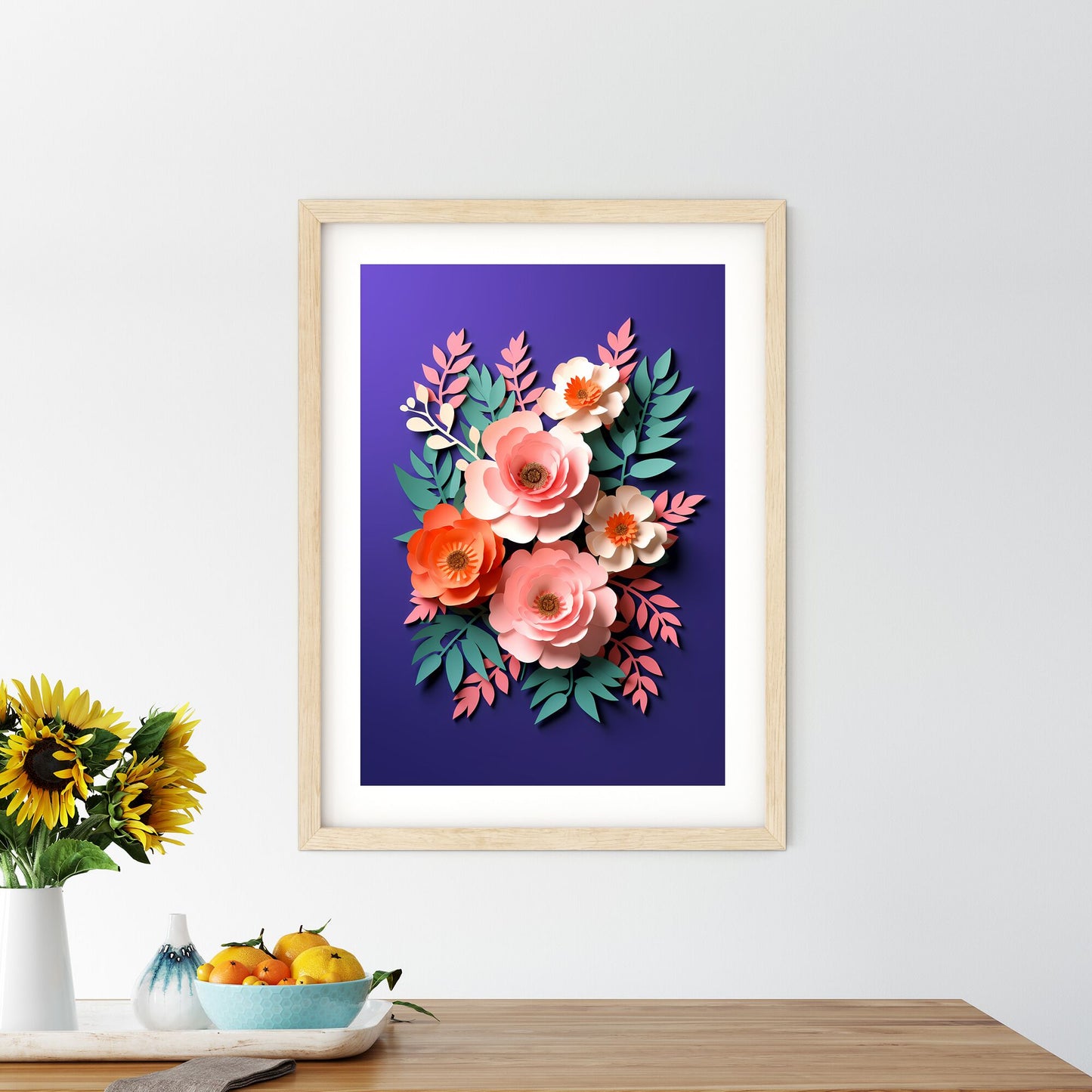 Paper Flowers And Leaves Art Print Default Title