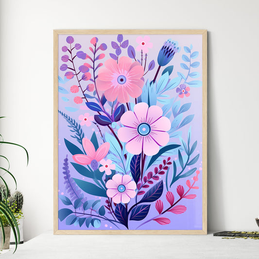 Colorful Flower Arrangement With Leaves And  - Framed Art Print