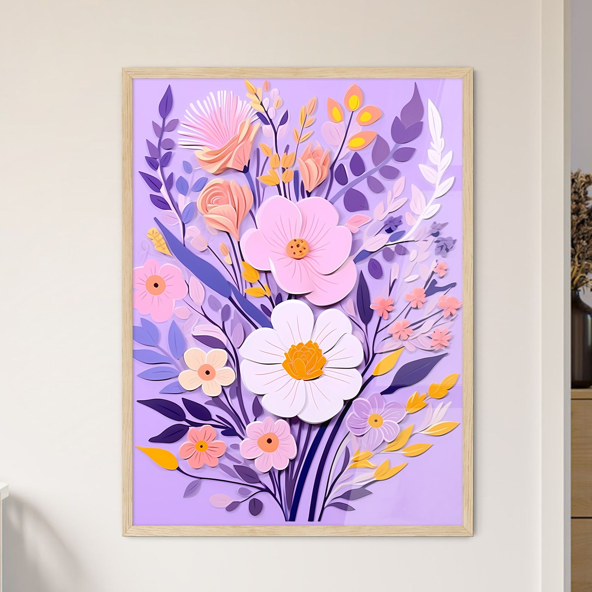 Paper Cut Out Of Flowers Art Print Default Title