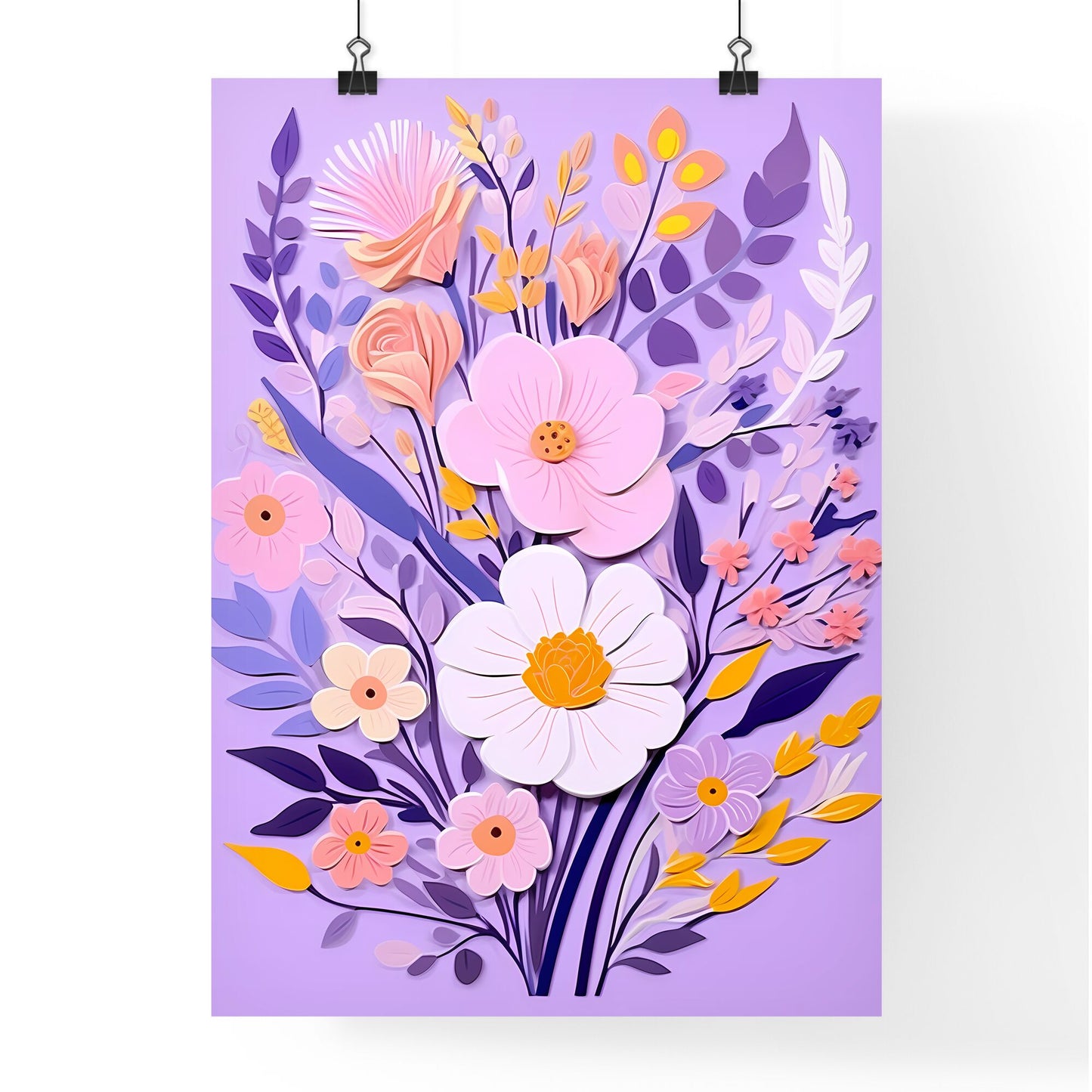 Paper Cut Out Of Flowers Art Print Default Title