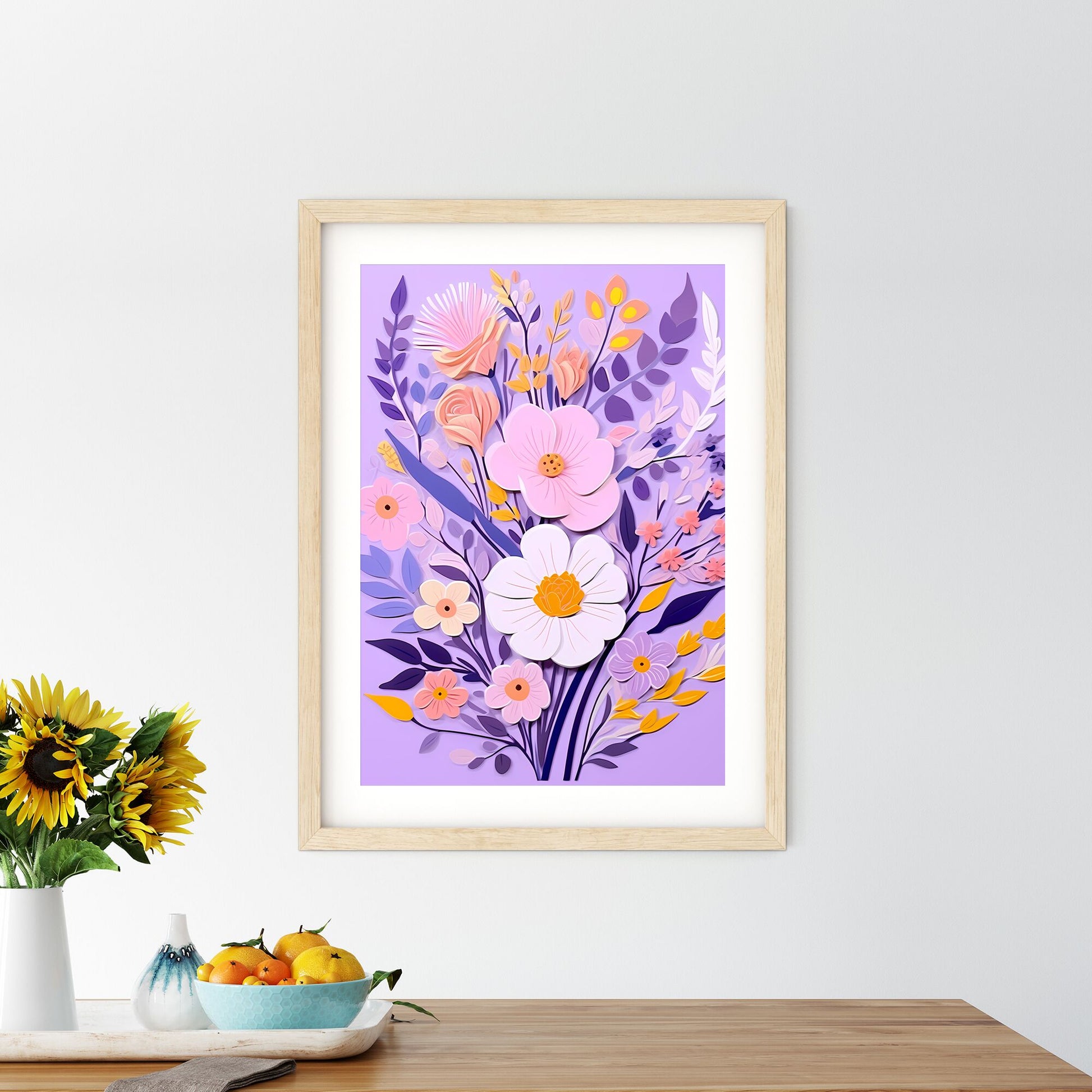 Paper Cut Out Of Flowers Art Print Default Title