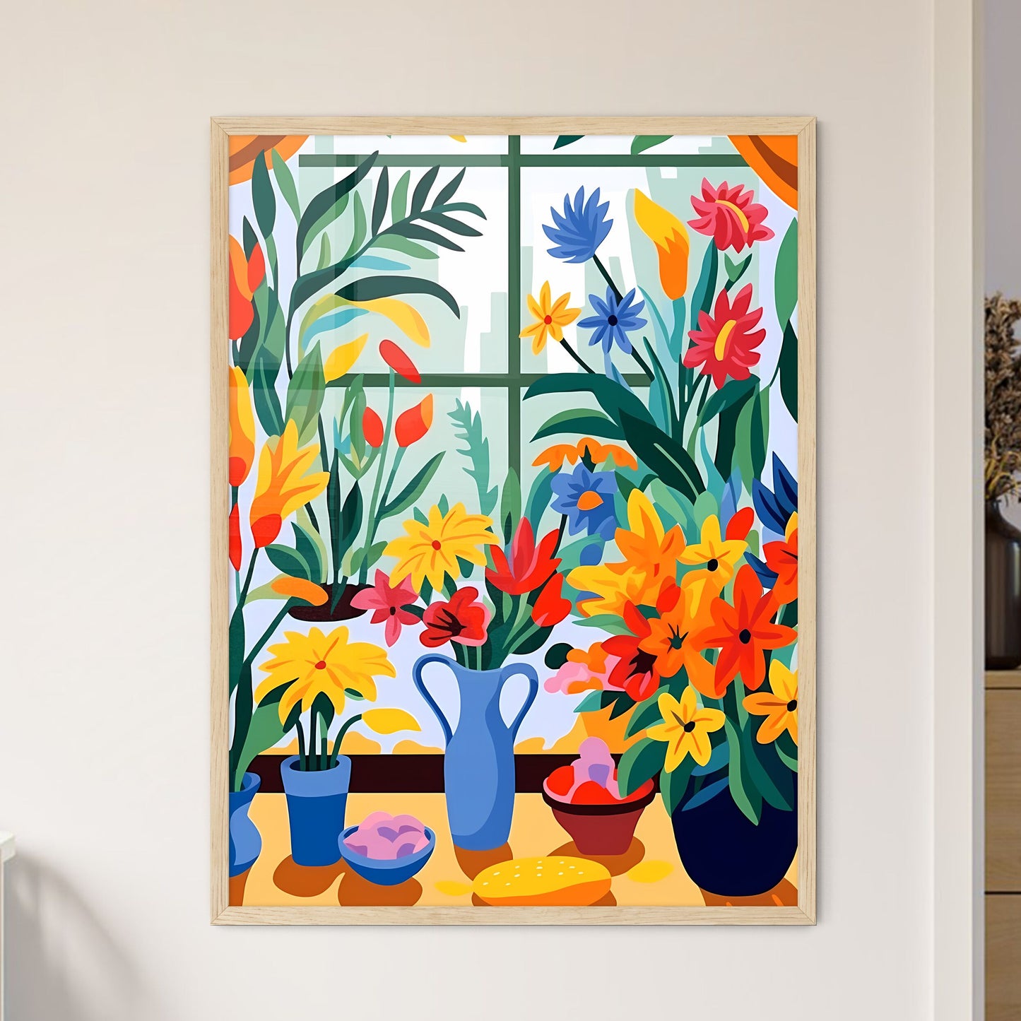 Colorful Flowers In A Window Art Prin - Framed Art Print