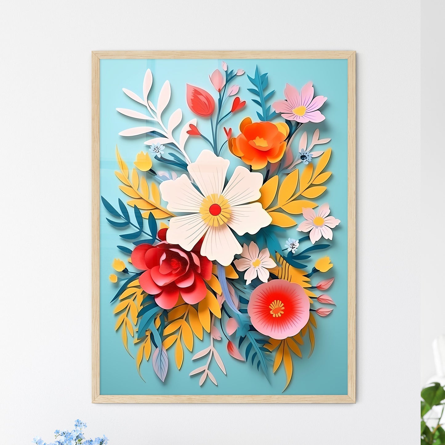 Paper Cut Out Of Flowers Art Print Default Title