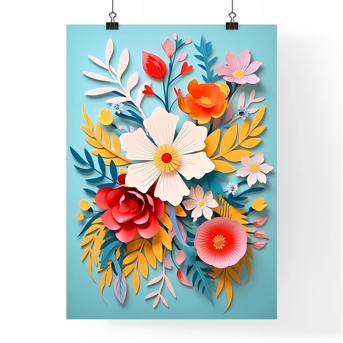 Paper Cut Out Of Flowers Art Print Default Title