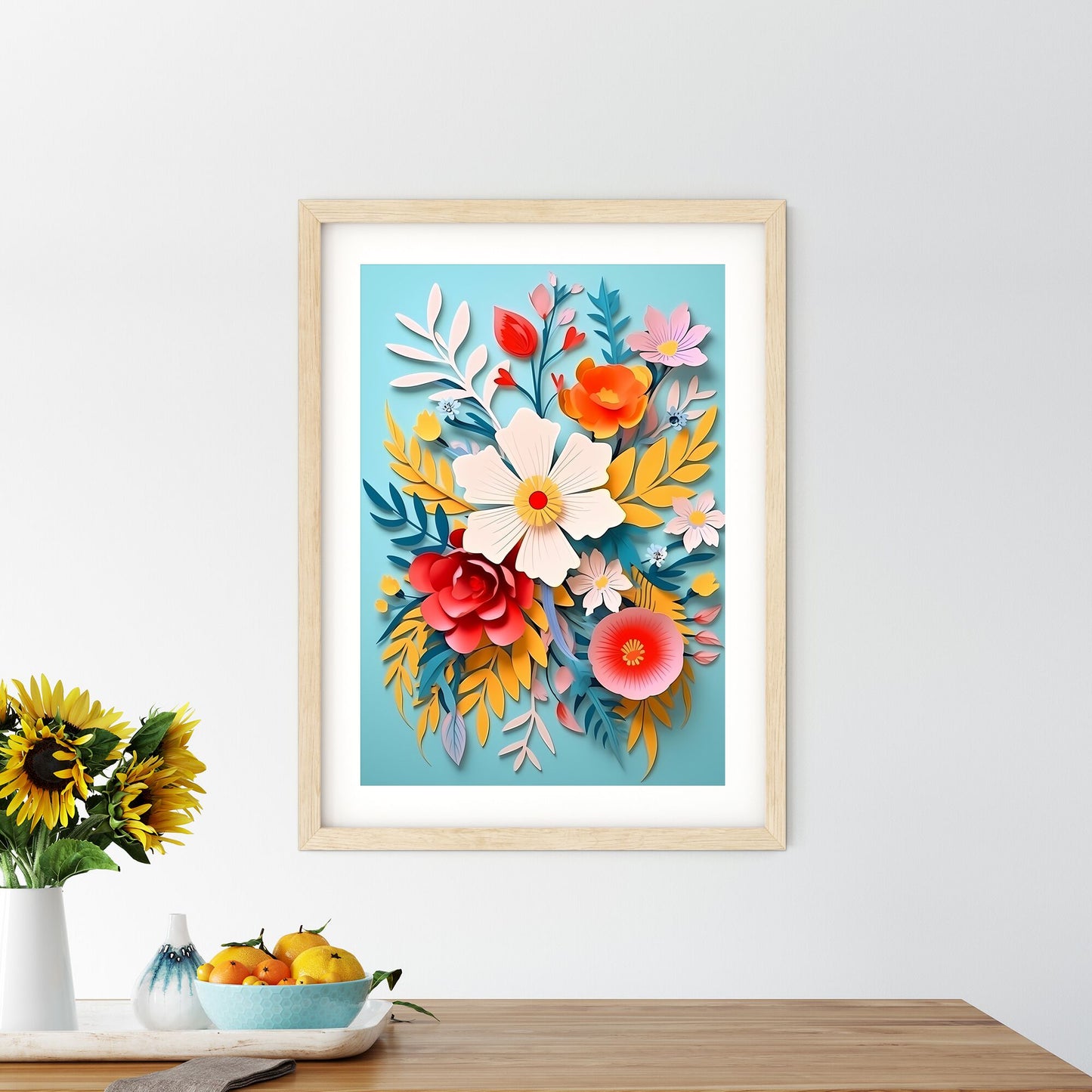 Paper Cut Out Of Flowers Art Print Default Title