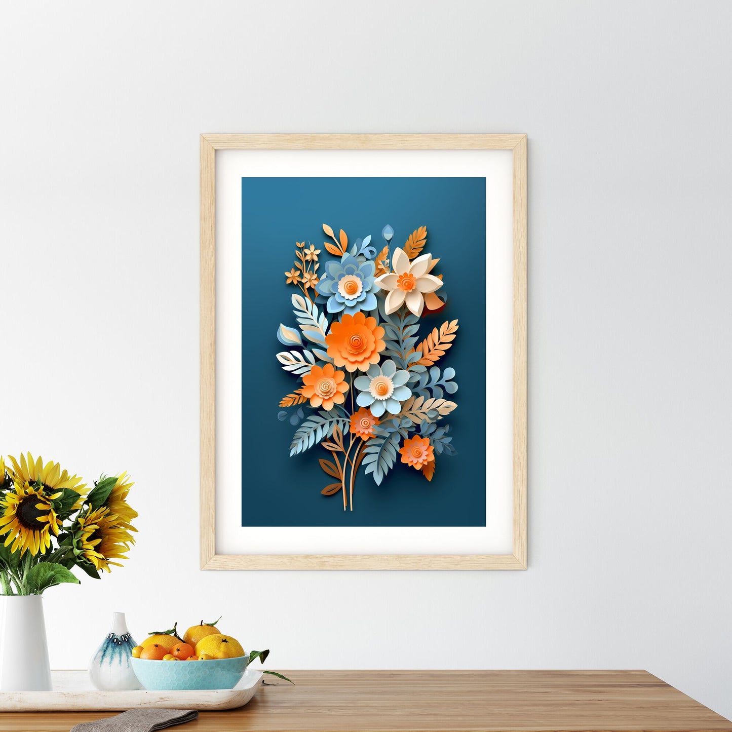 Paper Cut Out Of Flowers Art Print Default Title