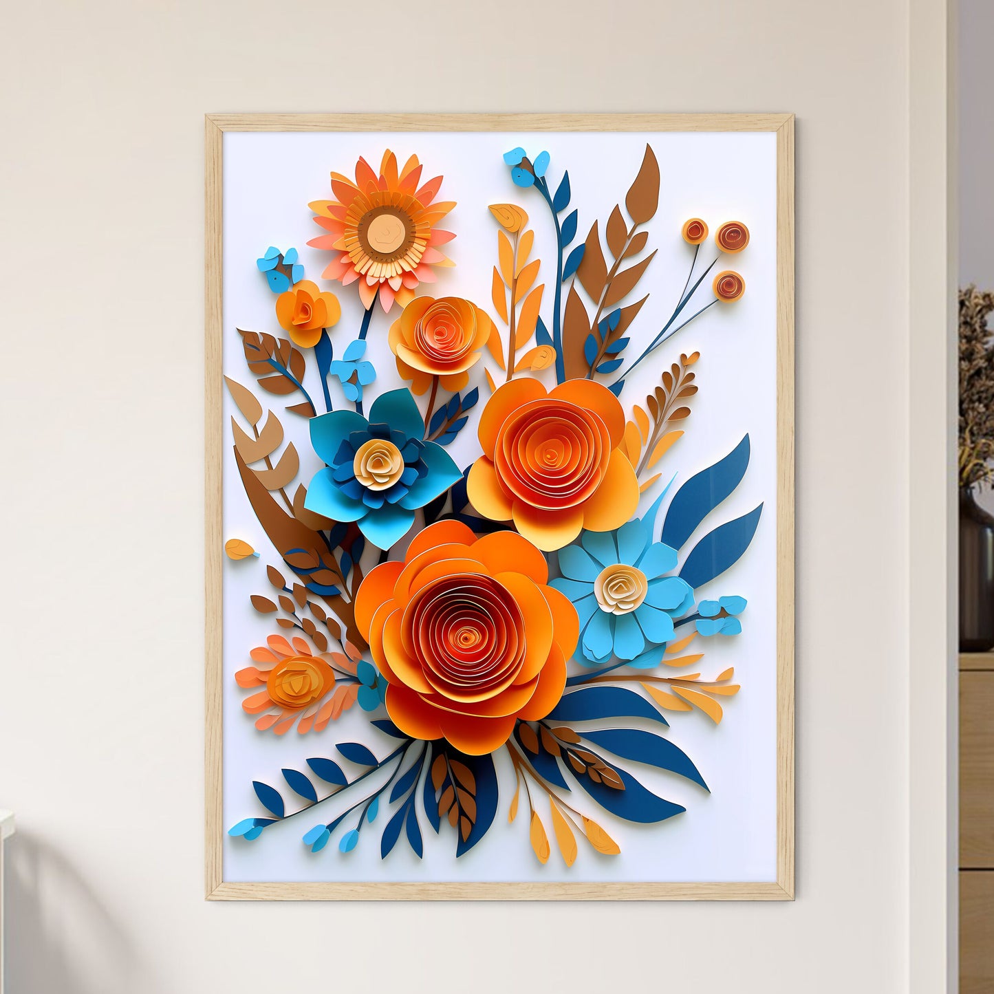 Paper Cut Out Of Flowers Art Print Default Title