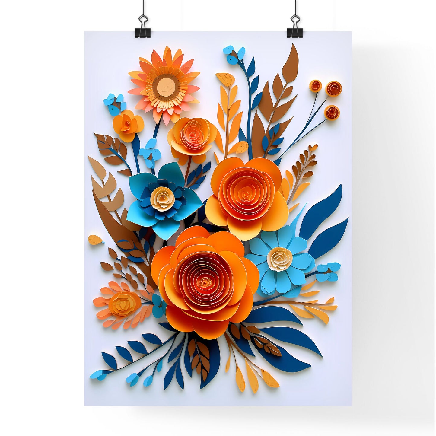 Paper Cut Out Of Flowers Art Print Default Title