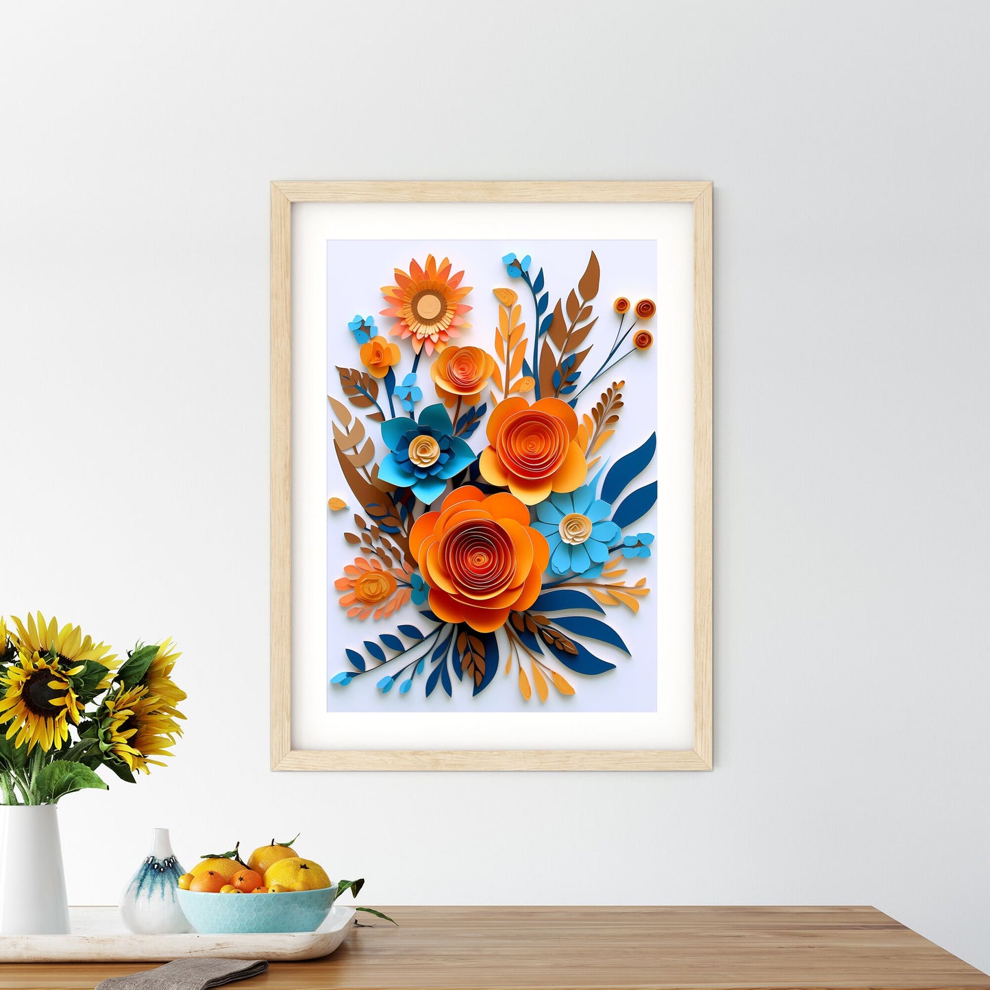 Paper Cut Out Of Flowers Art Print Default Title