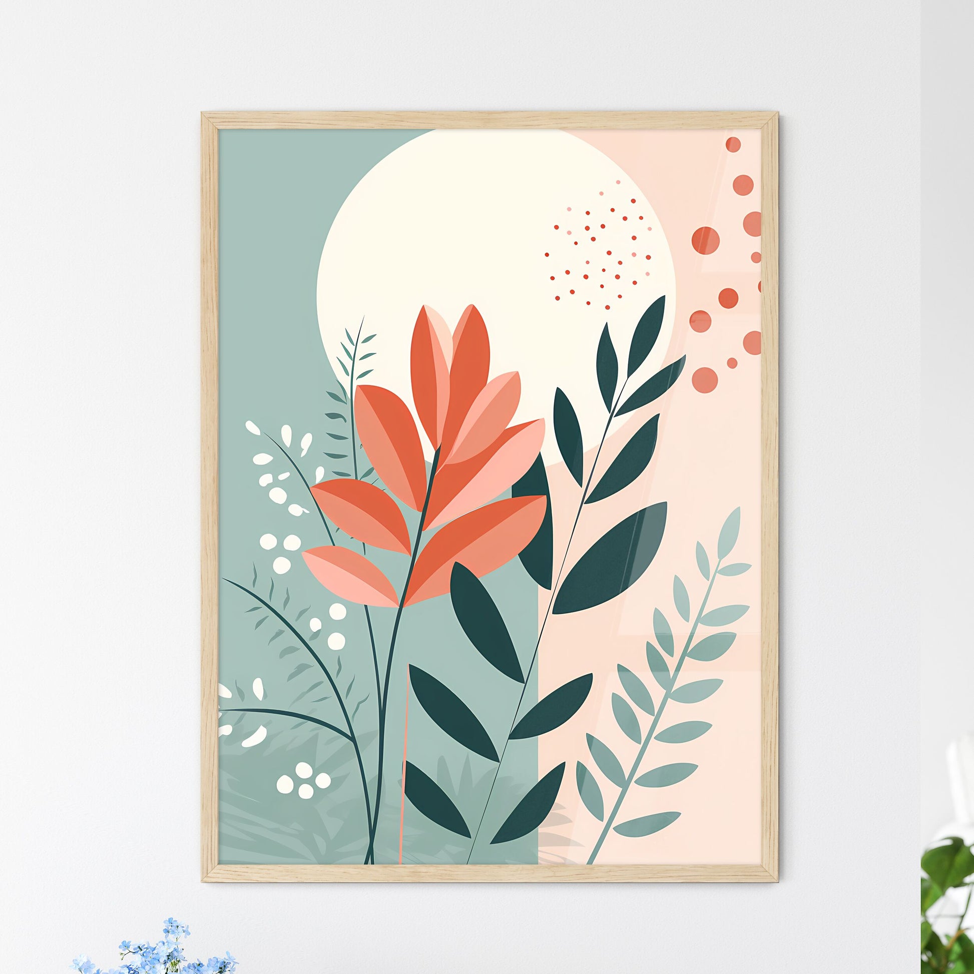 Colorful Leaves And Flowers Art Prin - Framed Art Print