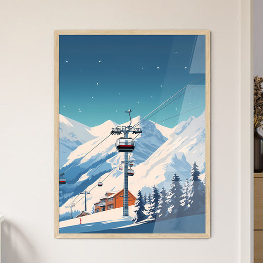 Cable Car In Front Of A Snowy Mountain Art Print Default Title