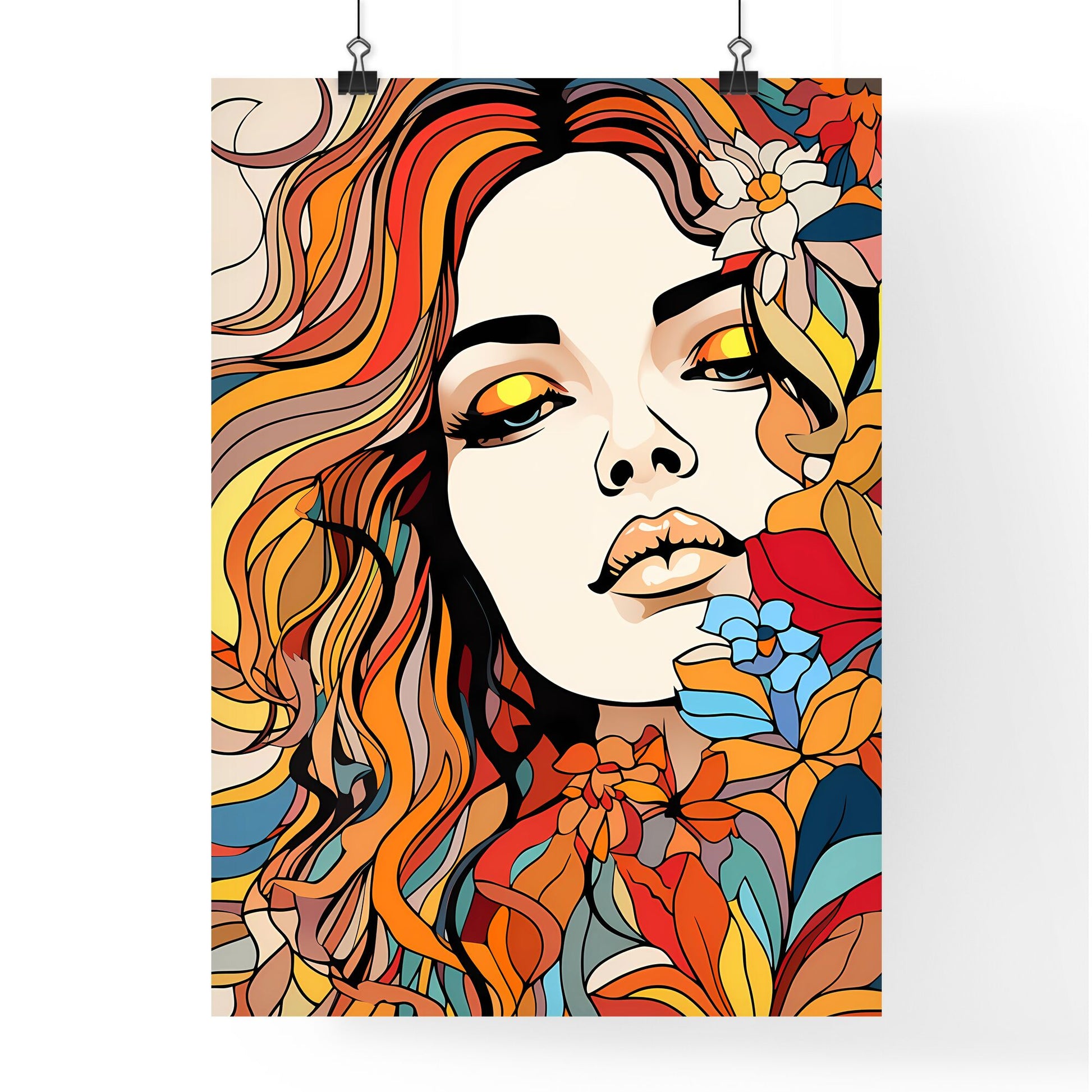 Woman With Colorful Hair Art Print Default Title