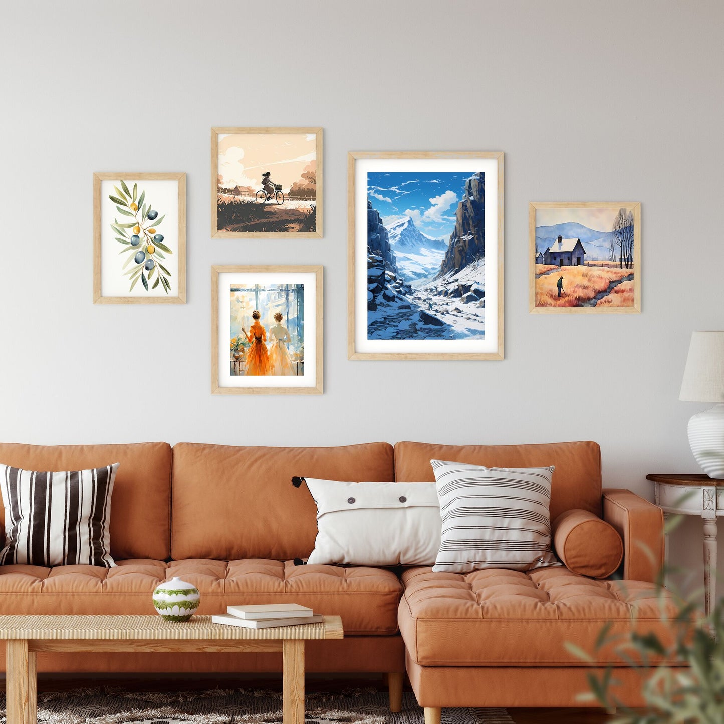 Snowy Mountain Landscape With A Person Walking On A Snowy Mountain Art Print Default Title