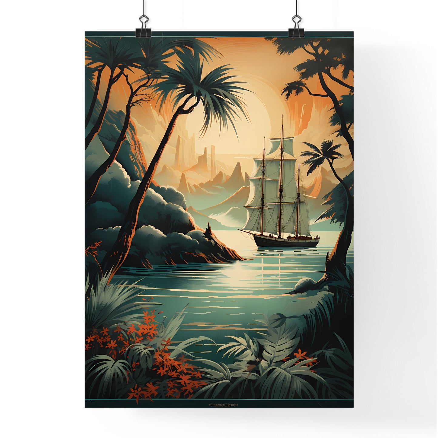 Poster Of A Sailboat In The Ocean Art Print Default Title