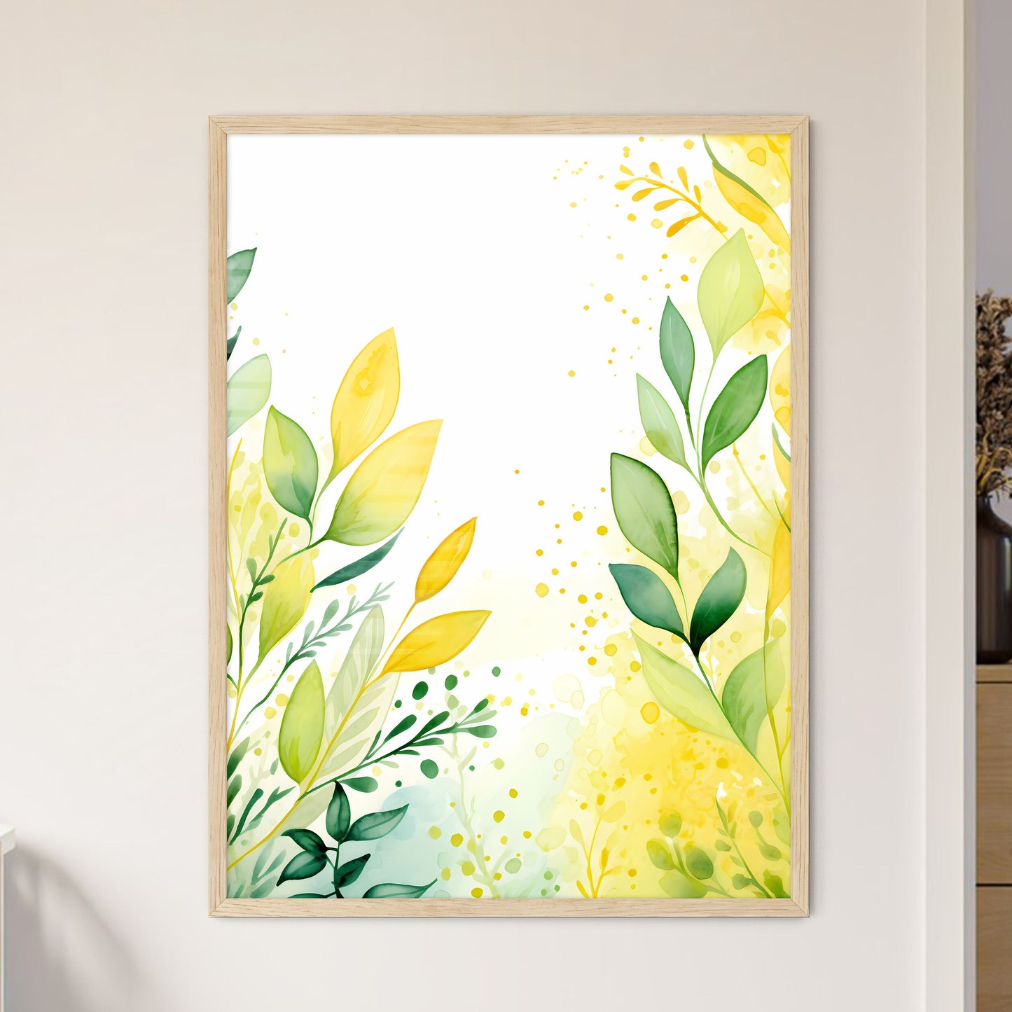 Watercolor Painting Of Leaves Art Prin - Framed Art Print