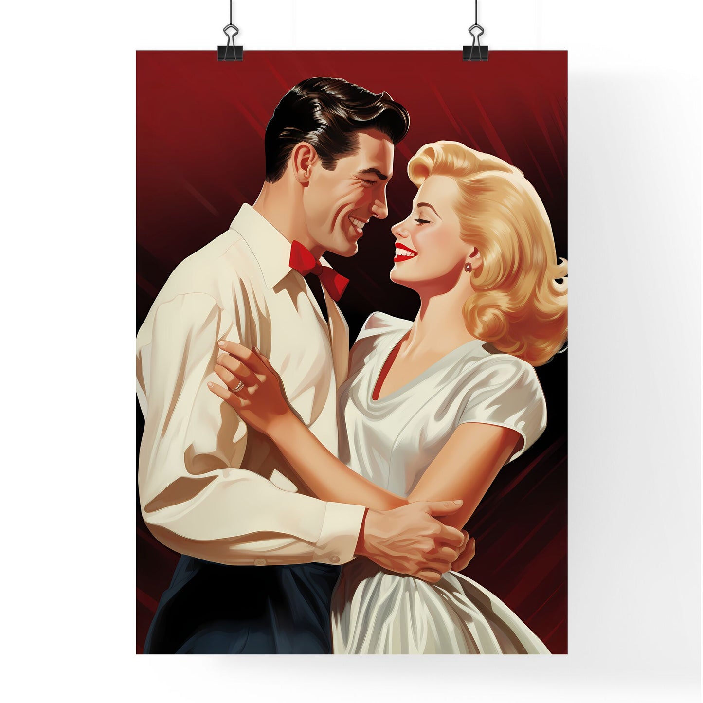 Man And Woman Hugging Art Print Default Title