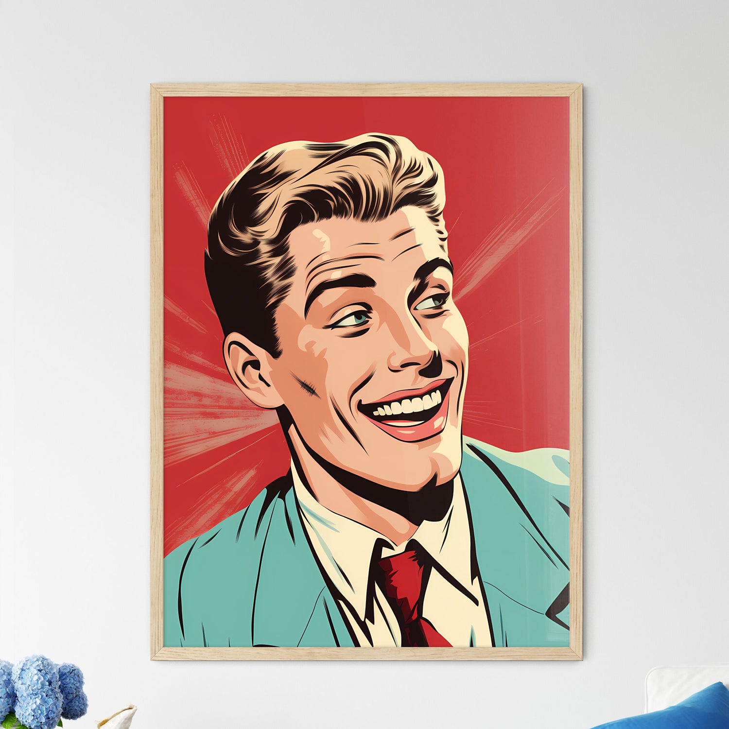 Man Smiling With A Red Background Art Prin Framed Print