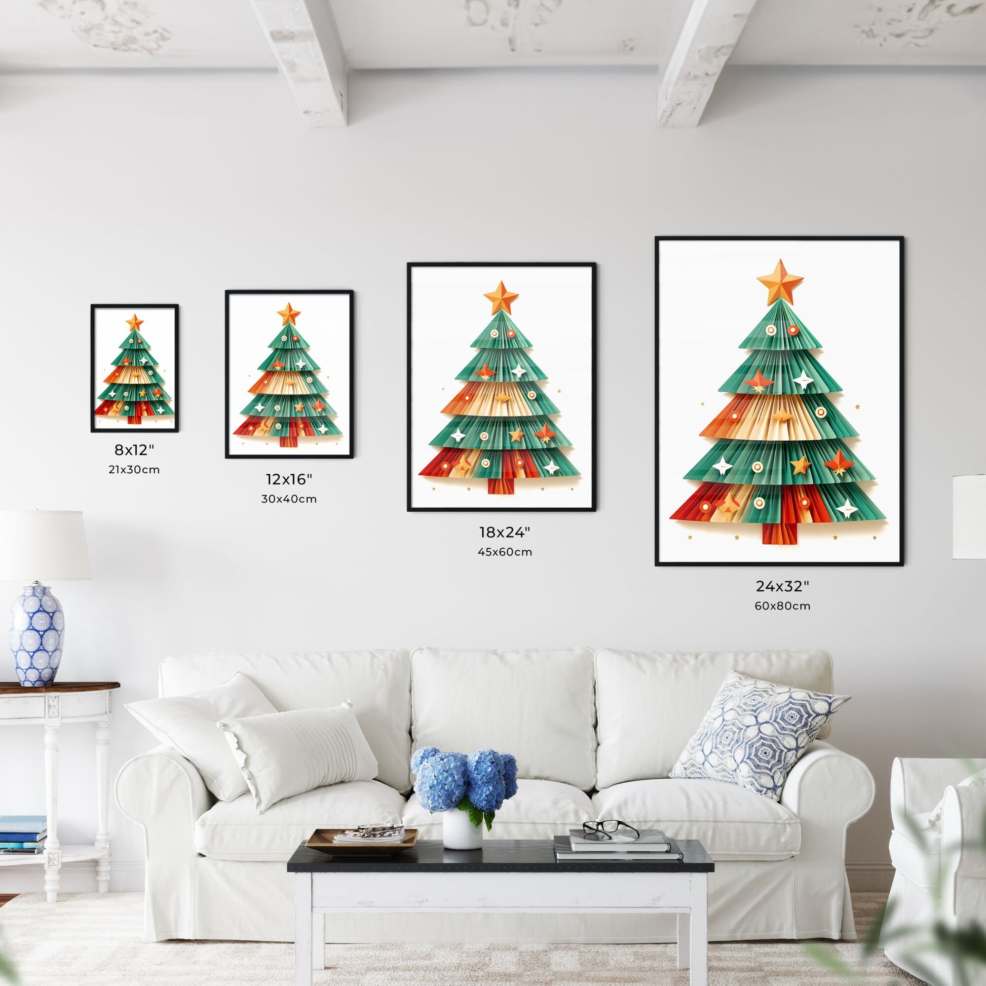 Paper Christmas Tree Made Of Paper Art Print Default Title