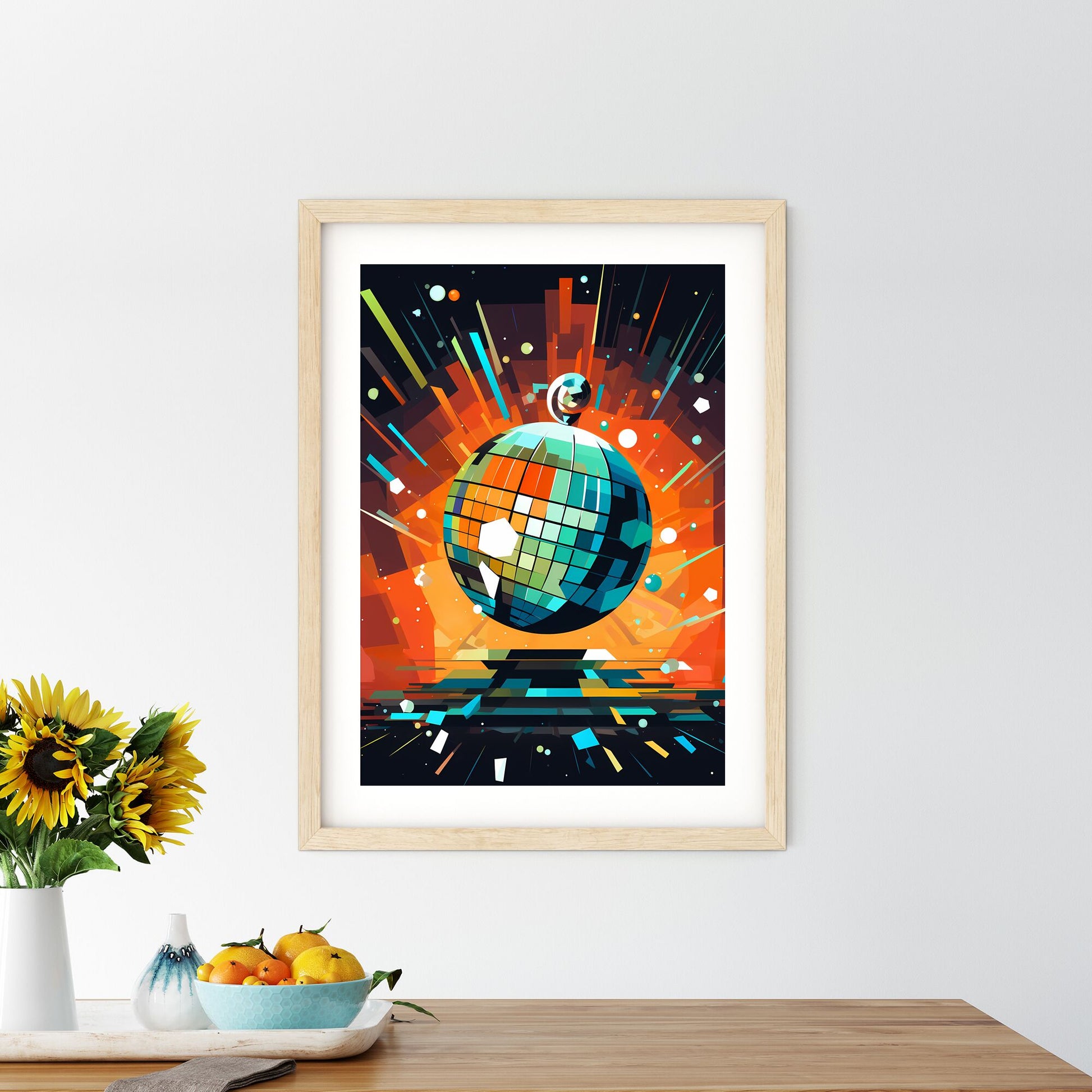 Disco Ball With Colorful Lights Art Print Default Title