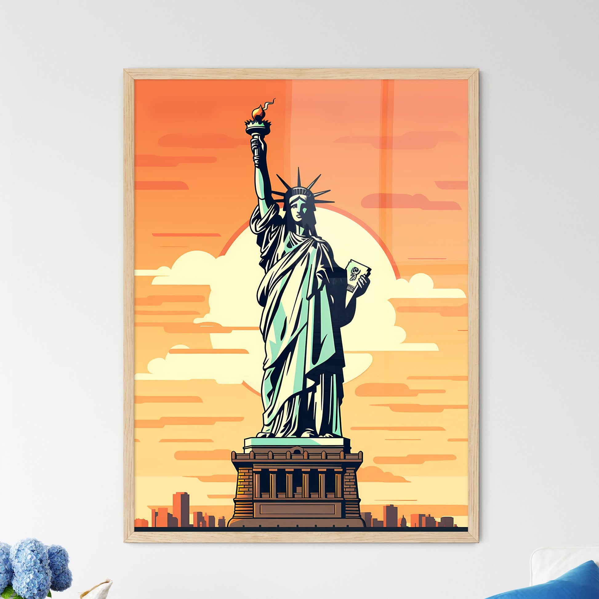 Statue Of Liberty With A Torch And A Book With Statue Of Liberty In The Background Art Print Default Title