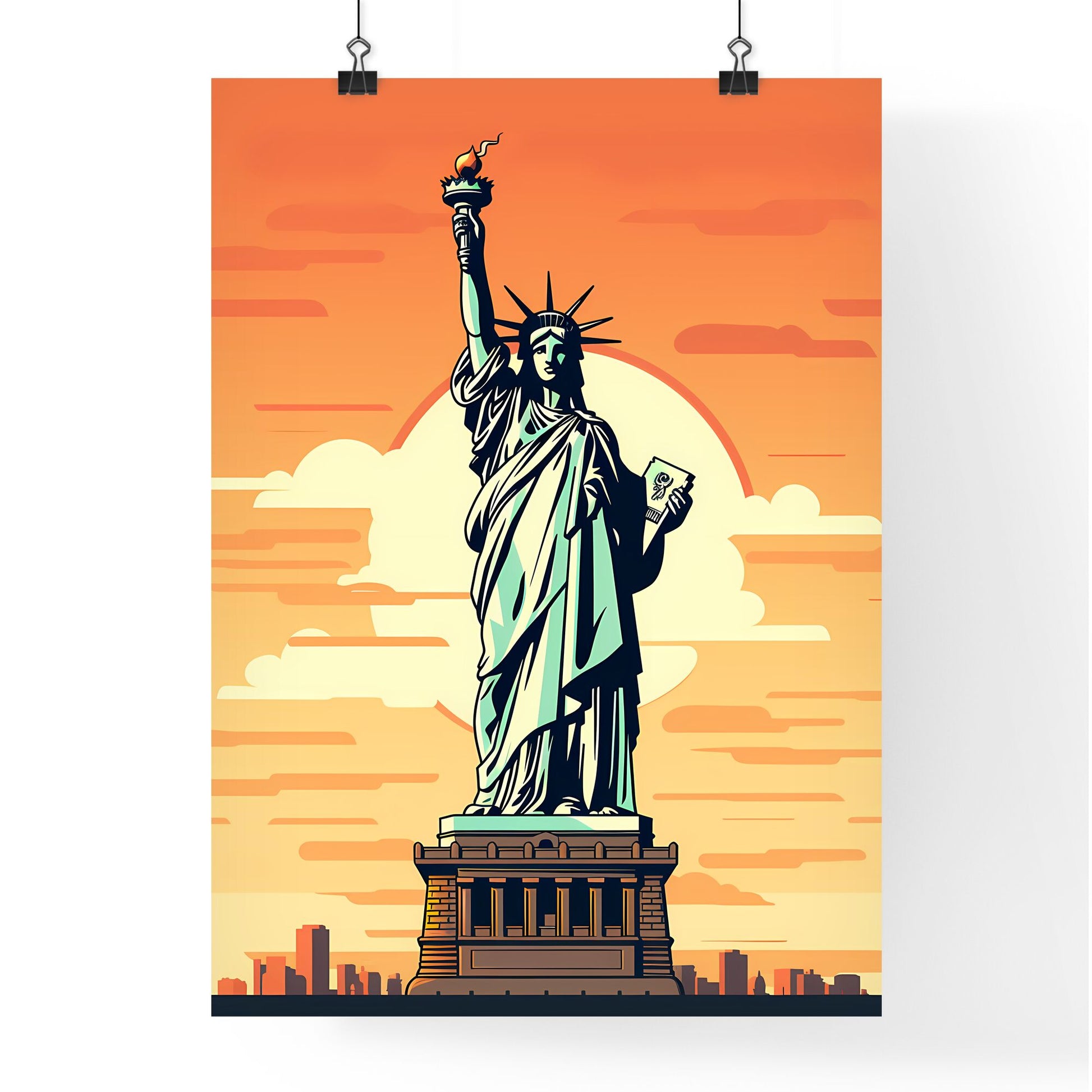 Statue Of Liberty With A Torch And A Book With Statue Of Liberty In The Background Art Print Default Title