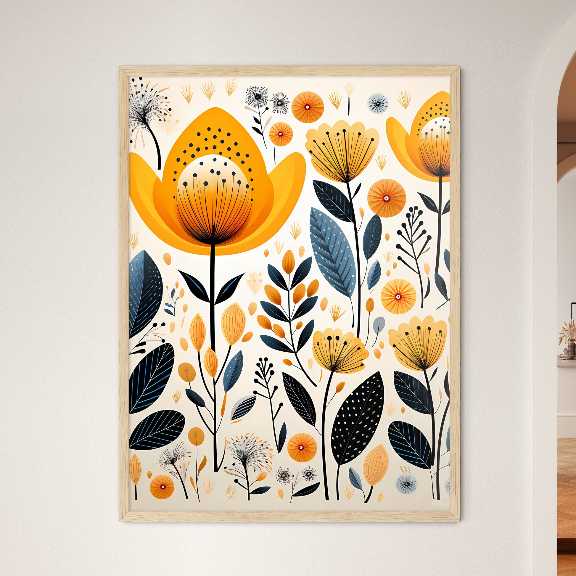 Group Of Flowers And Leaves Art Print Default Title