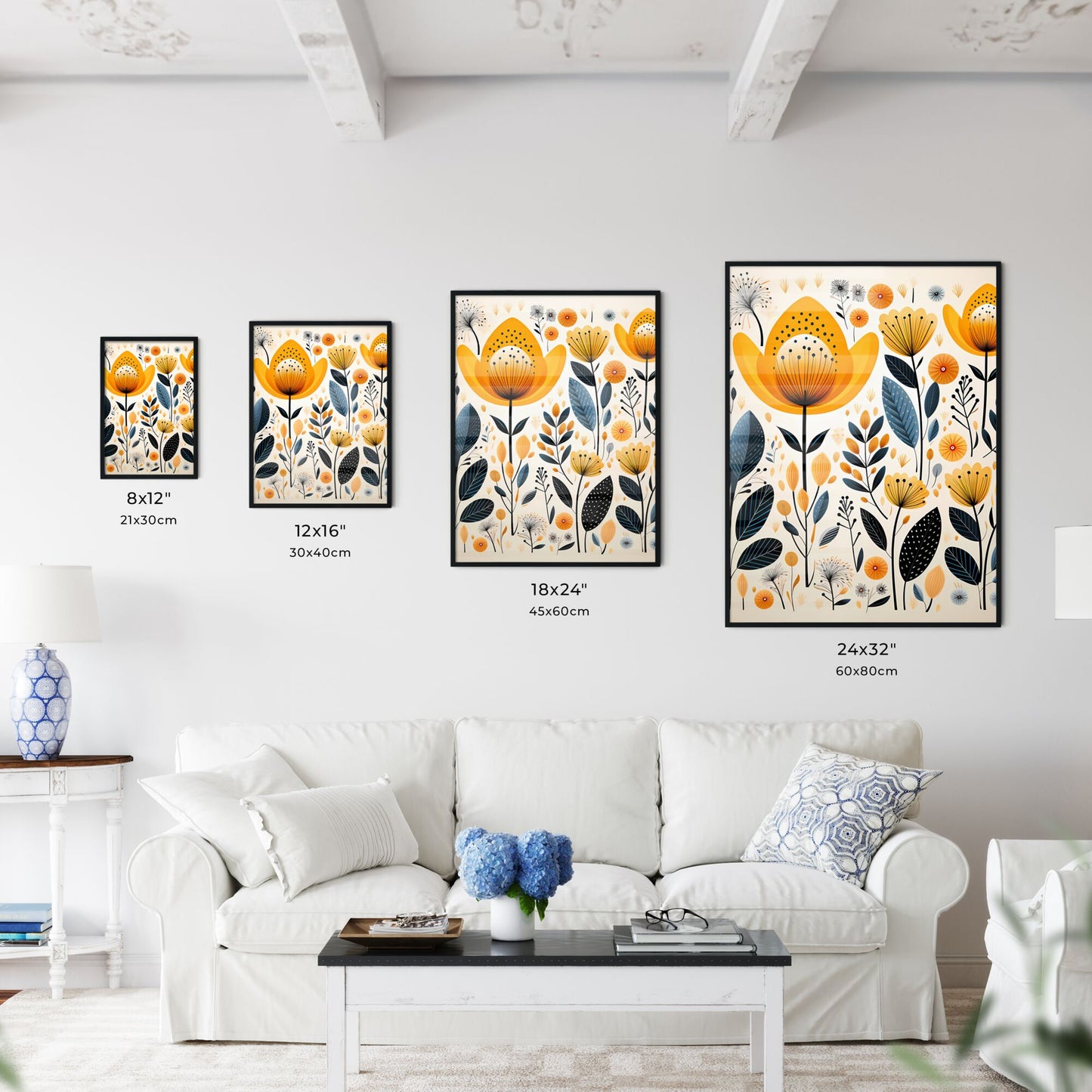 Group Of Flowers And Leaves Art Print Default Title