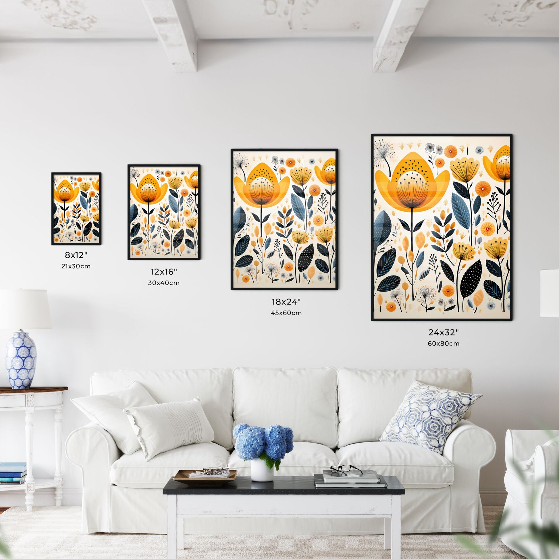 Group Of Flowers And Leaves Art Print Default Title