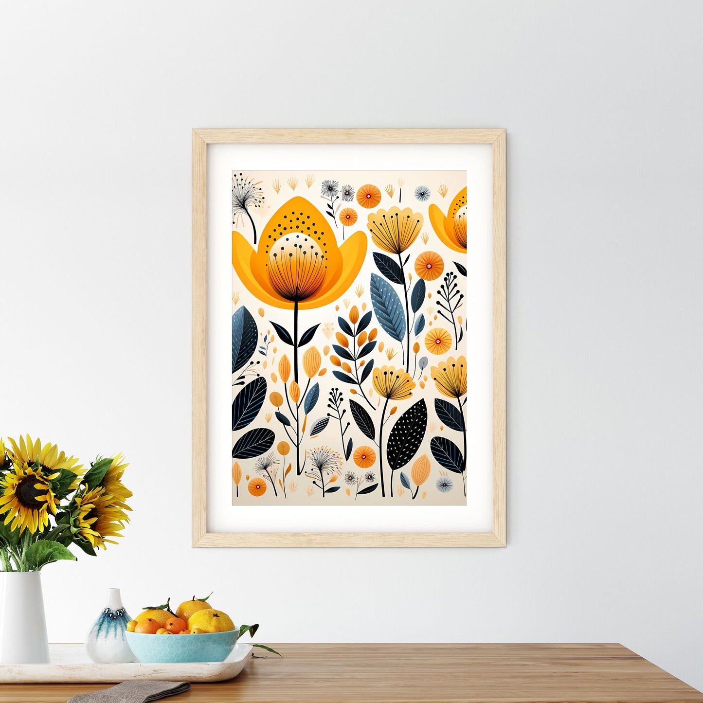 Group Of Flowers And Leaves Art Print Default Title