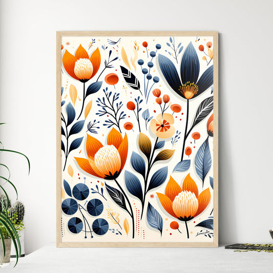 Colorful Flowers And Leaves Art Prin - Framed Art Print