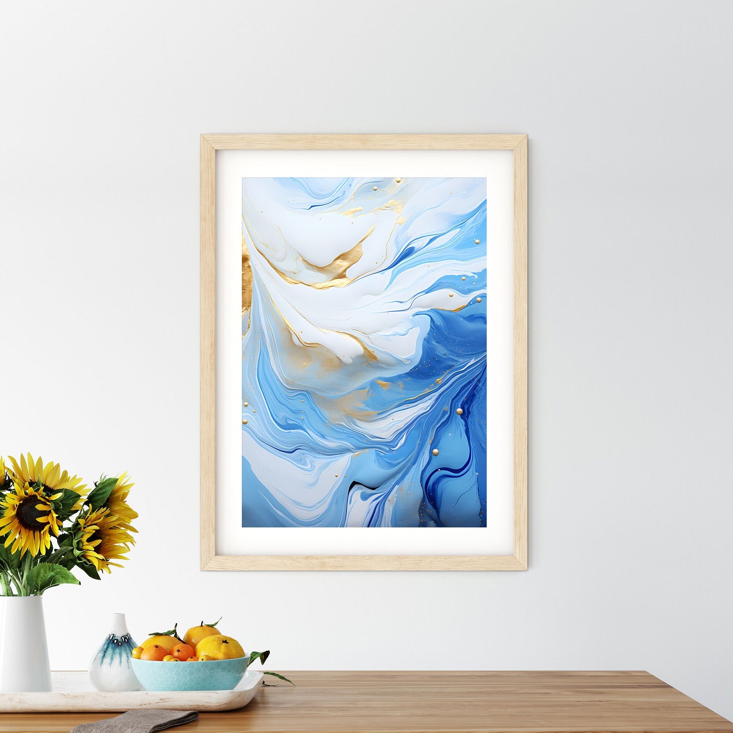 Blue And Gold Swirls Of Paint Art Print Default Title