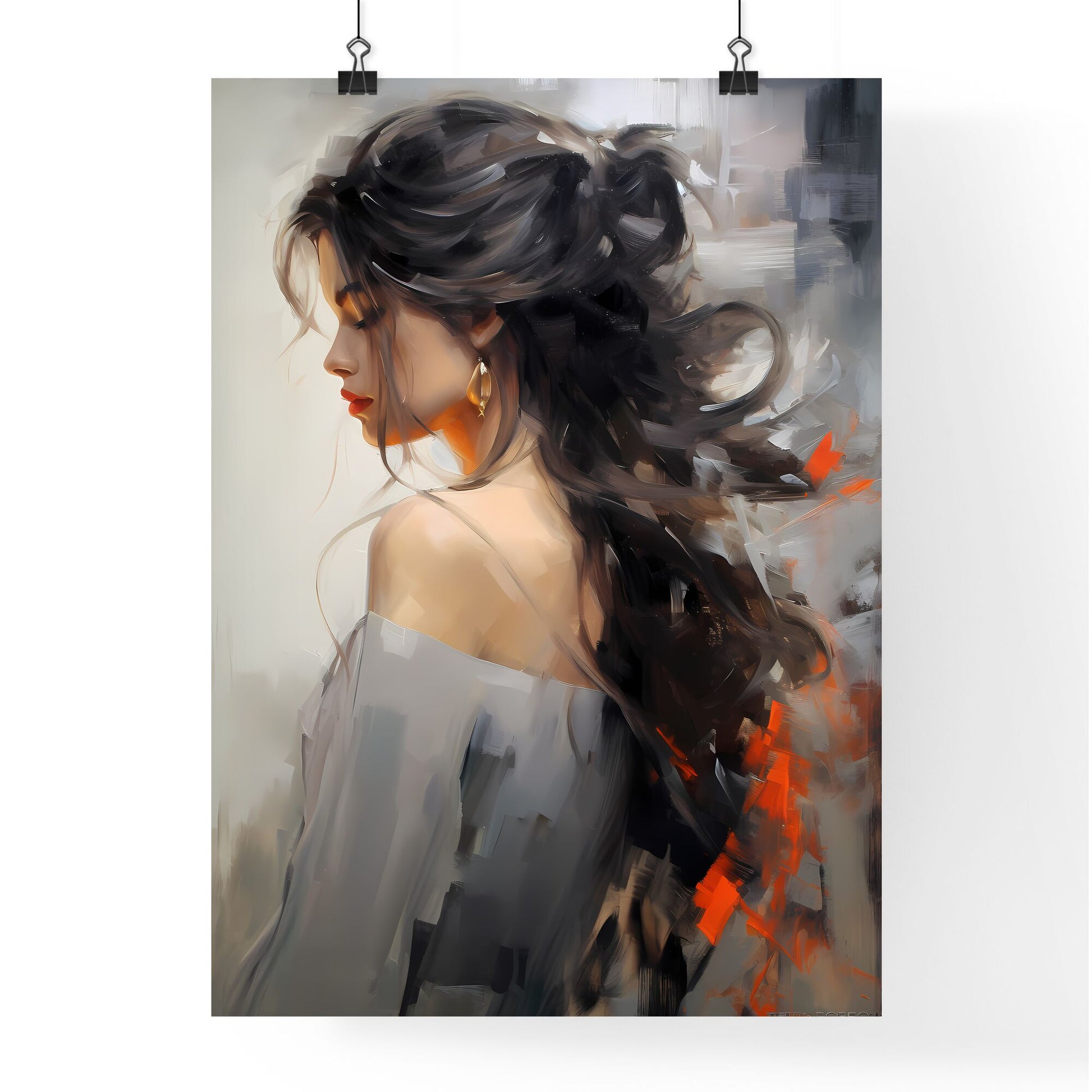 Painting Of A Woman With Long Hair Art Print Default Title