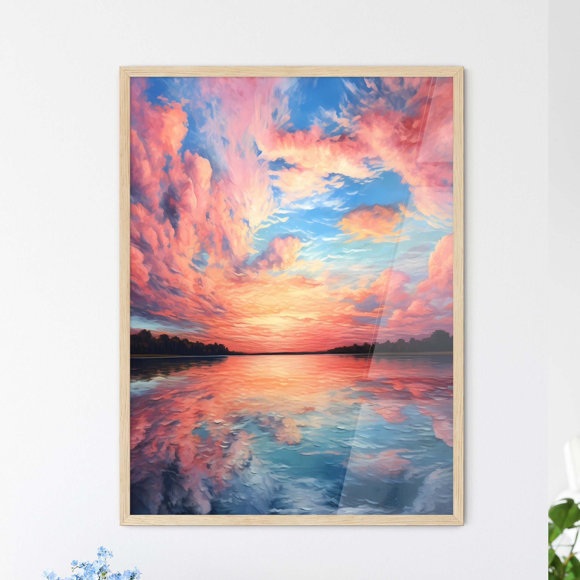 Pink Clouds Over A Body Of Water Art Print Default Title