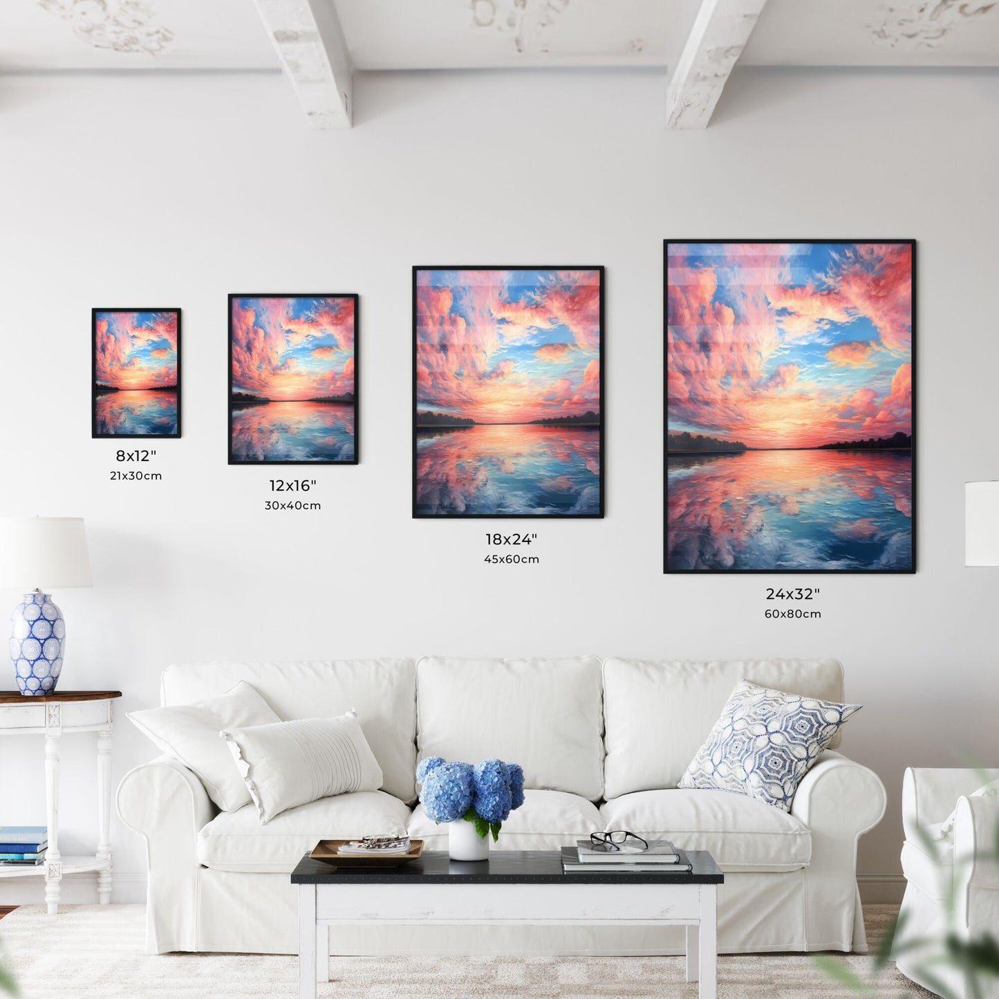 Pink Clouds Over A Body Of Water Art Print Default Title