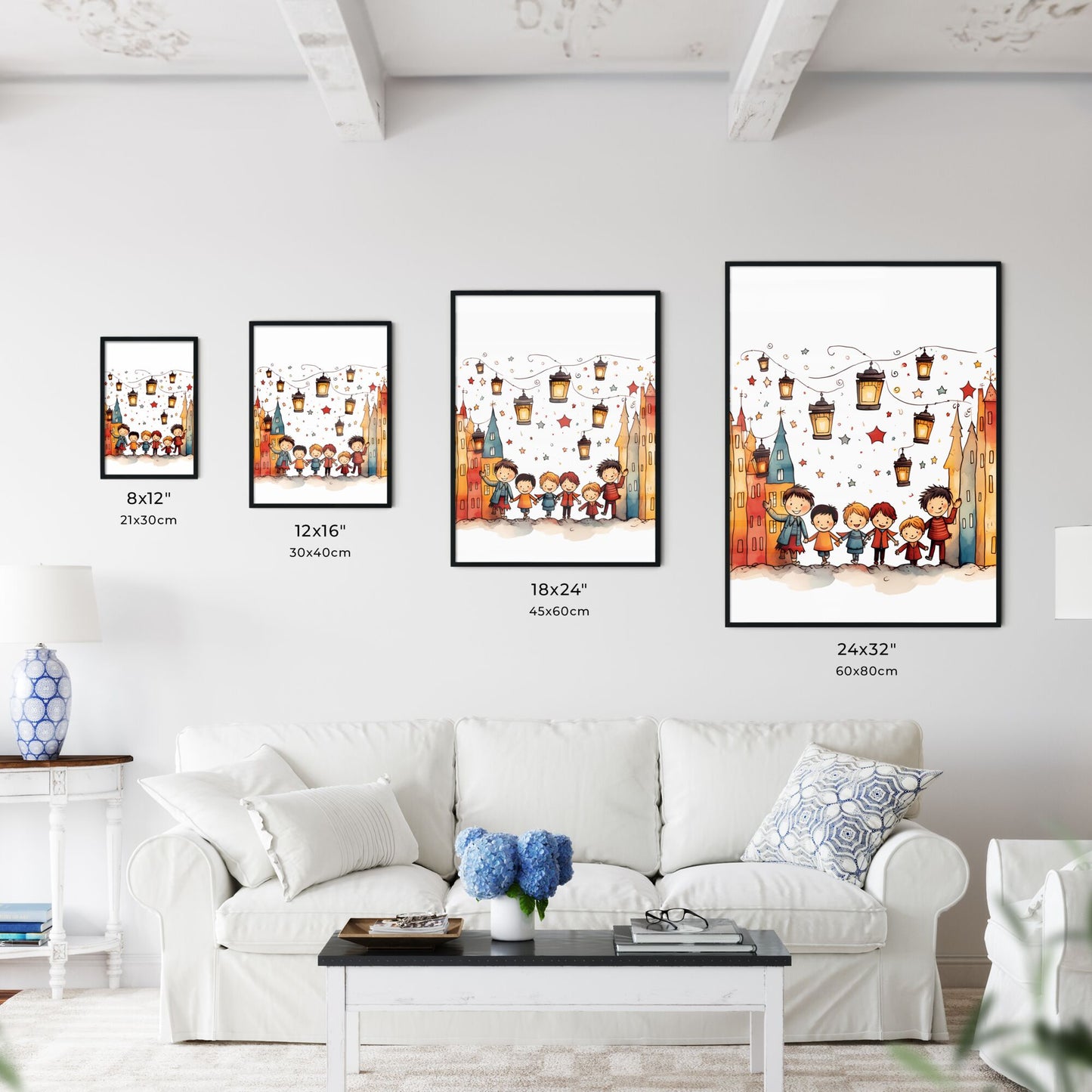 Group Of Children Standing In Front Of A City Art Print Default Title
