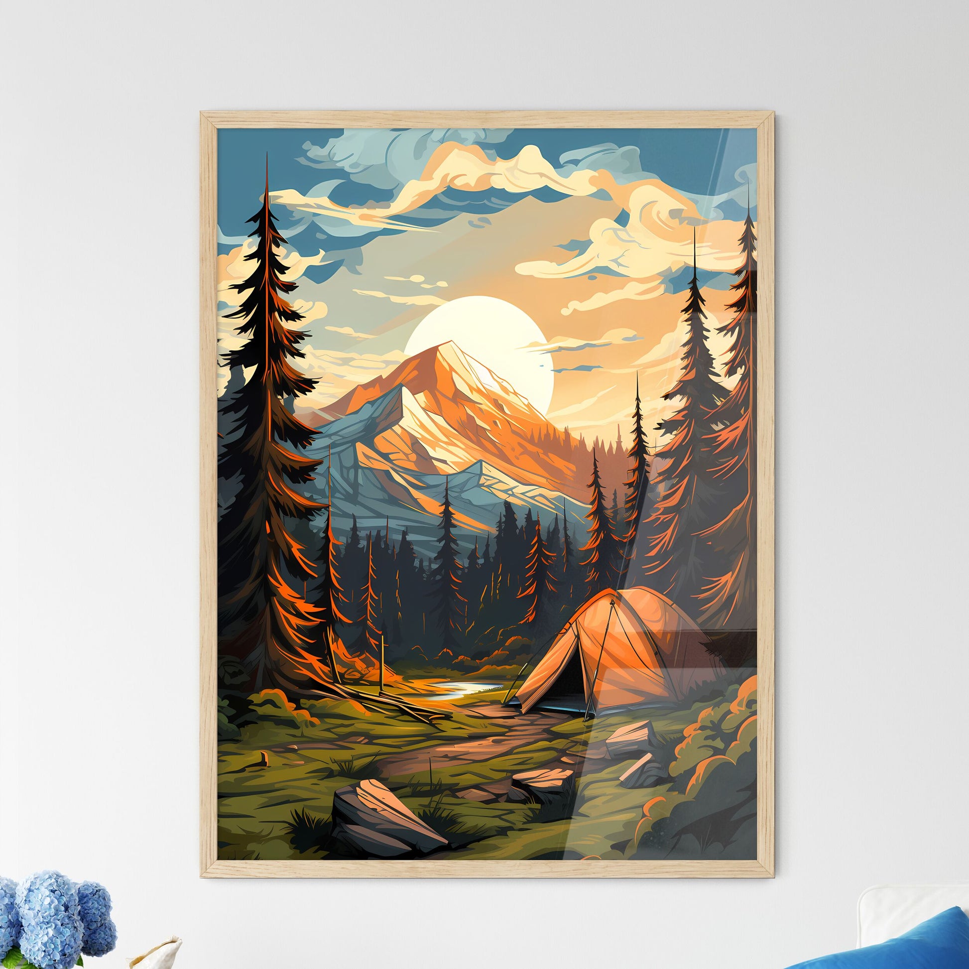 Painting Of A Tent In A Forest Art Print Default Title