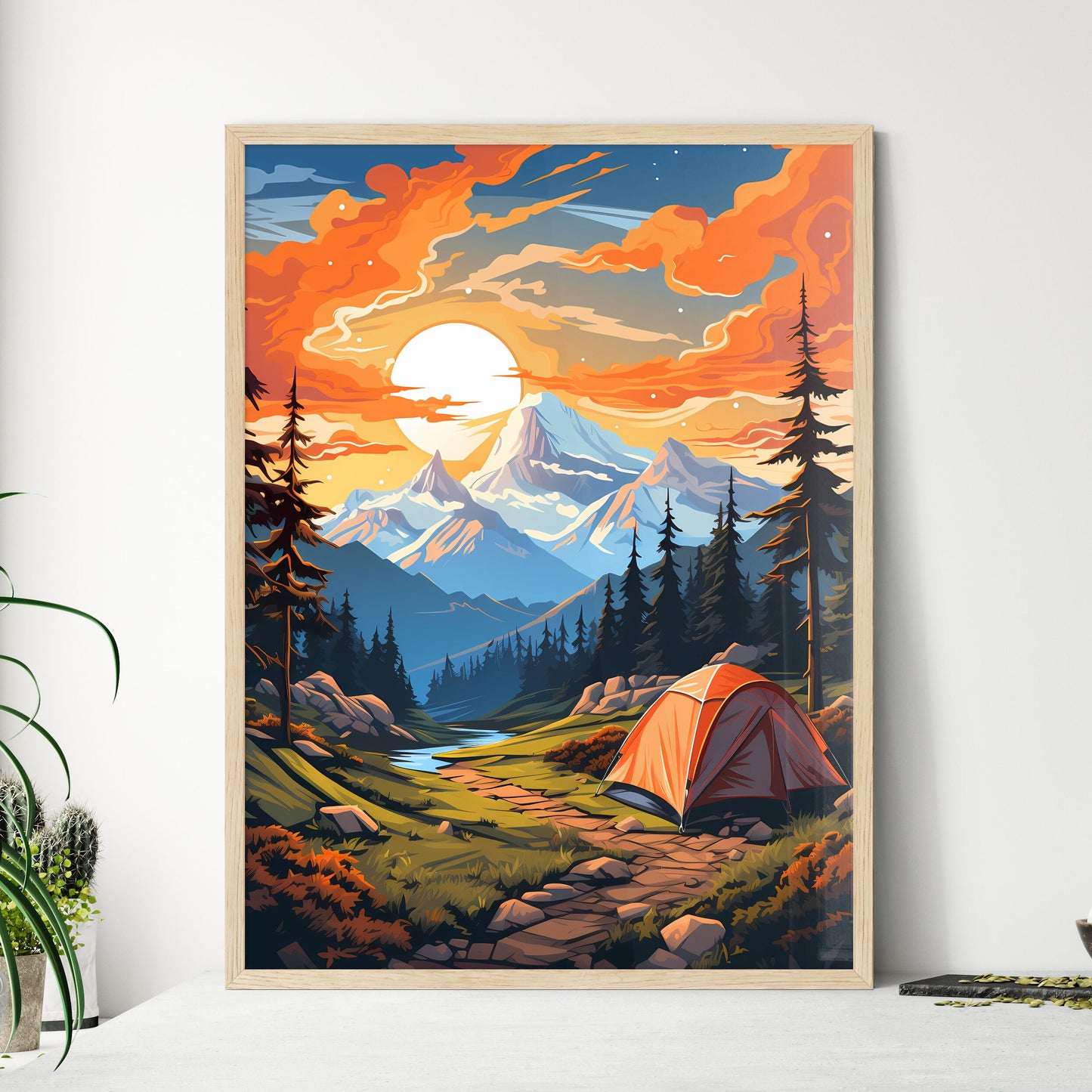 Painting Of A Tent In A Forest Art Print Default Title