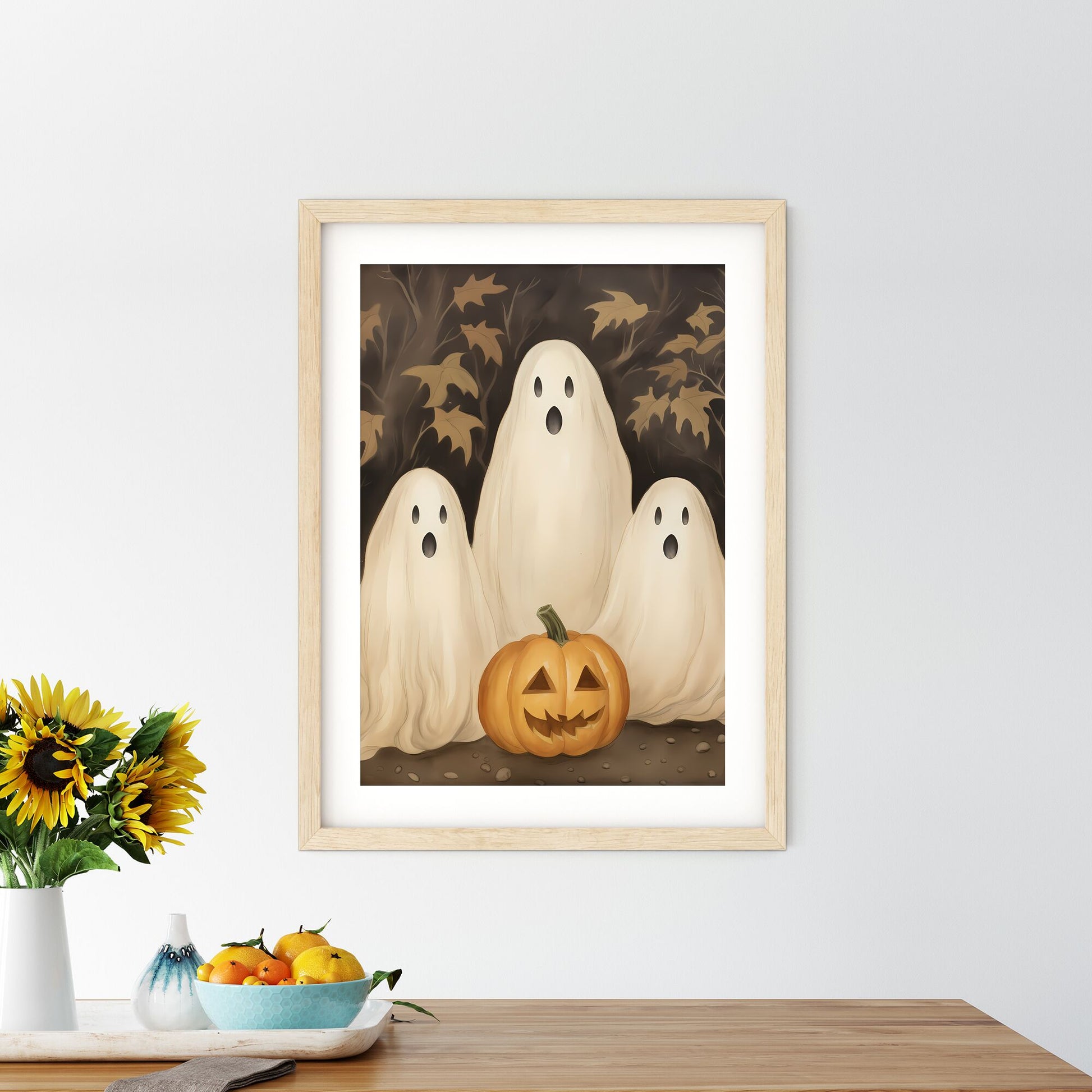 Group Of Ghosts With A Pumpkin Art Print Default Title