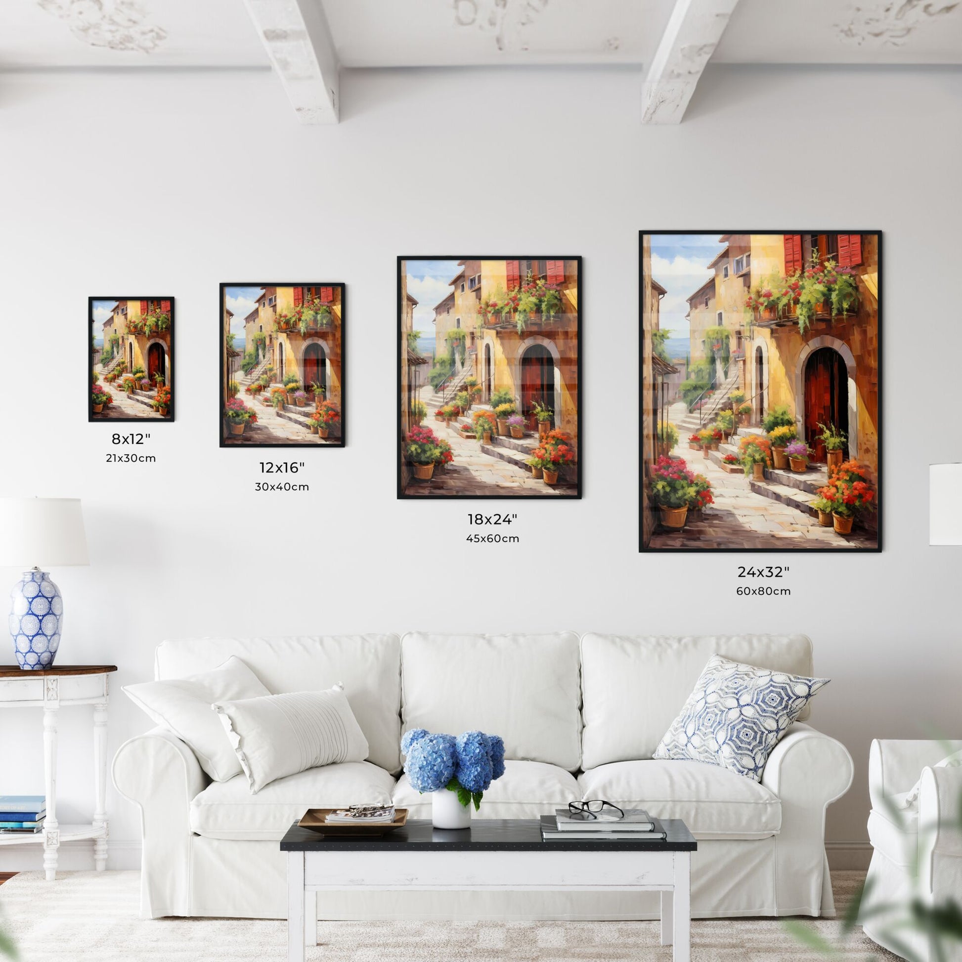Painting Of A Street With Flowers Art Print Default Title