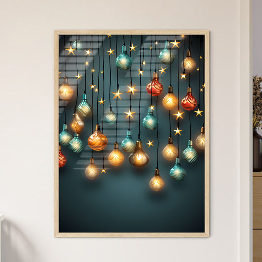 Group Of Colorful Lights From Strings Art Pr - Framed Art Print