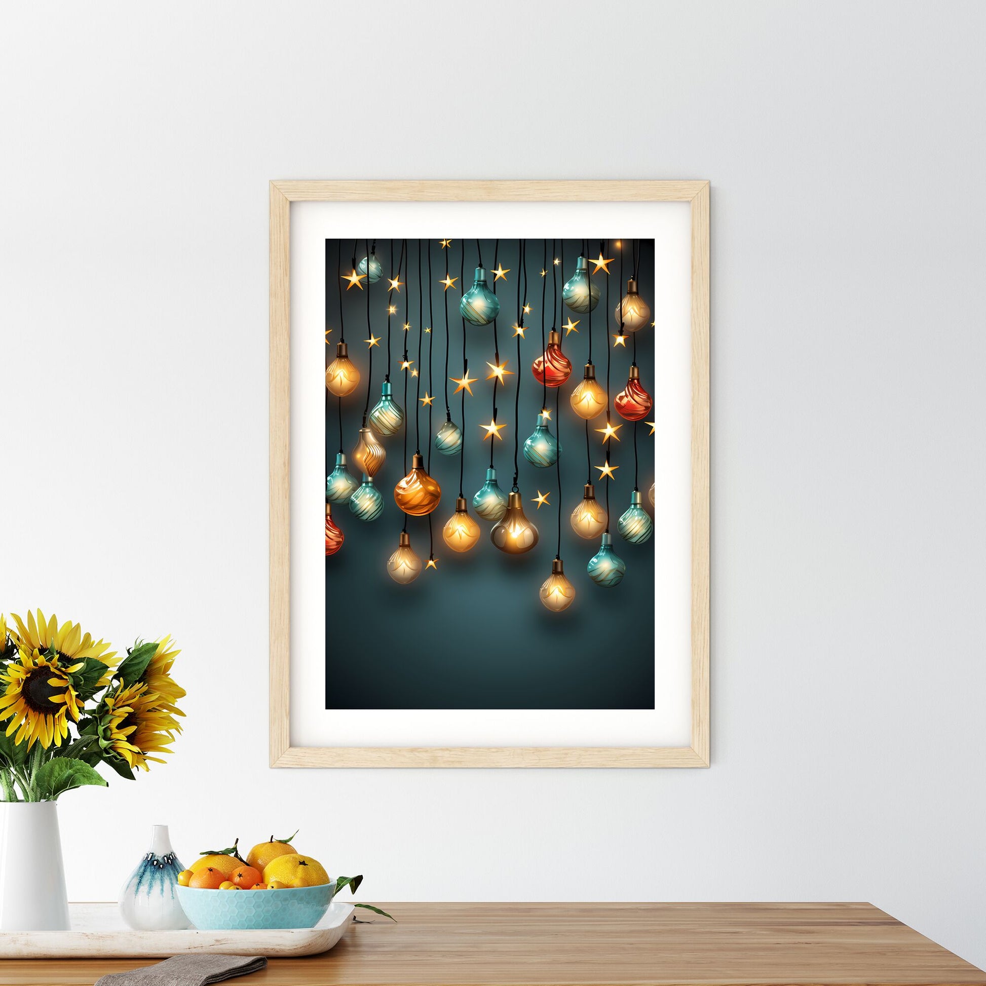 Group Of Colorful Lights From Strings Art Print Default Title