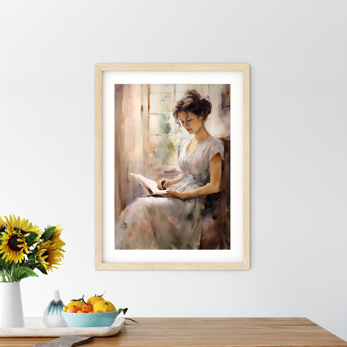 Woman Sitting In A Chair Reading A Book Art Print Default Title