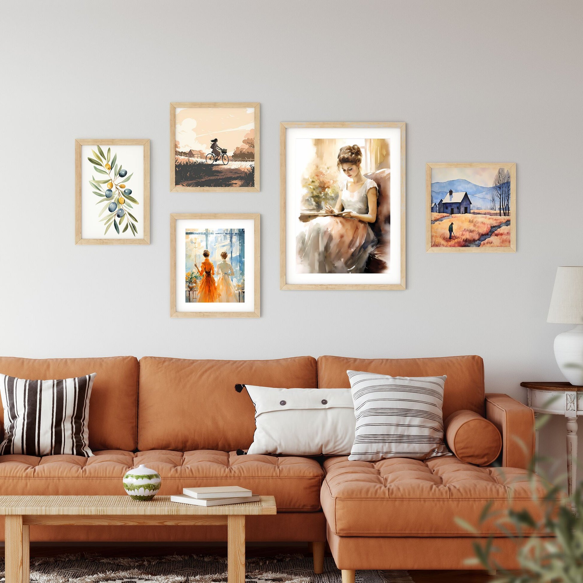 Woman Sitting On A Couch Reading A Book Art Print Default Title