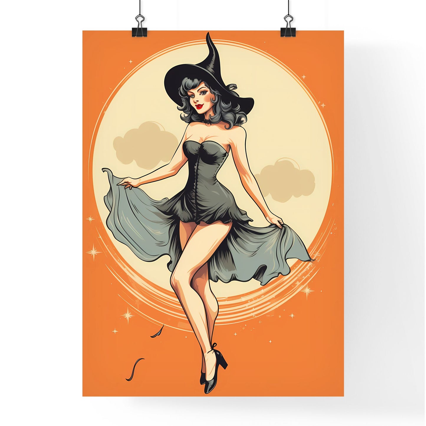 Cartoon Of A Woman In A Dress Art Print Default Title